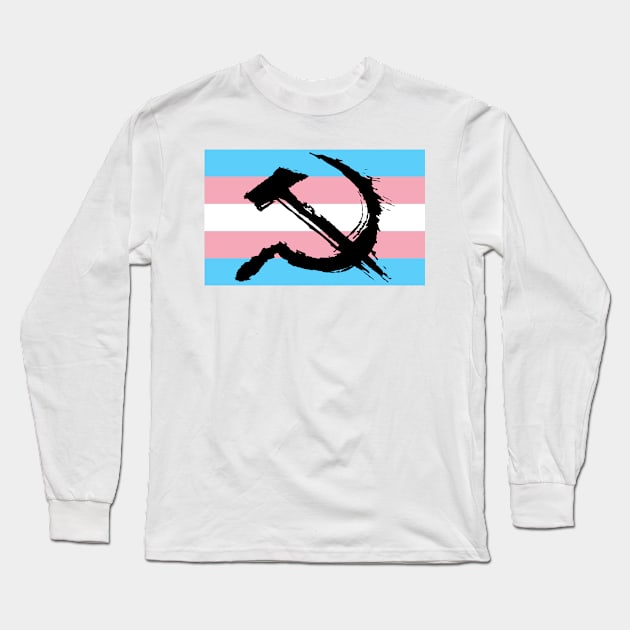 Painted Communist Trans Flag| Transgender| LGBTQ+| Don't Say Gay Bill Long Sleeve T-Shirt by RevolutionToday